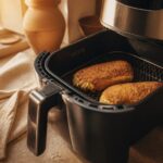 cordon bleu airfryer doré et croustillant dans le panier de la friteuse à air