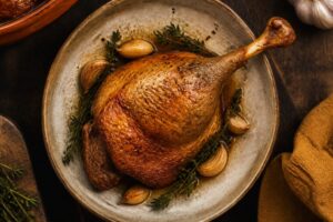 Cuisse de canard au four dorée et croustillante