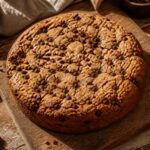 Gâteau aux pépites de chocolat moelleux à l'huile d'olive, servi en tranches sur une planche en bois