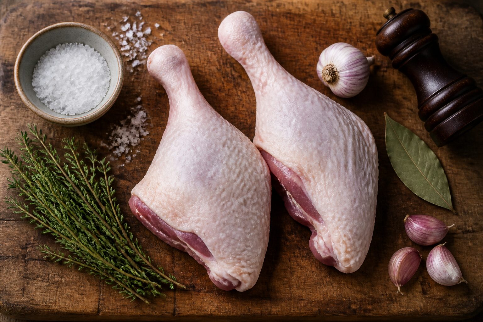 Ingrédients pour cuisse de canard au four