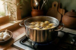 Temps de cuisson pommes de terre a l'eau dans une casserole sur cuisiniere