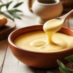 Sauce fromagère onctueuse dans un bol en céramique terracotta