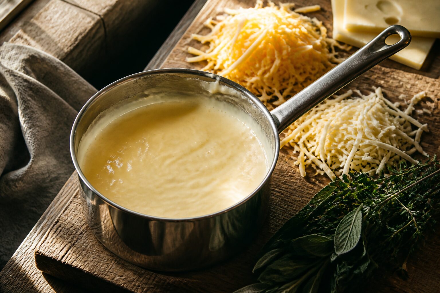 Sauce fromagère recette : casserole avec fromages fondants