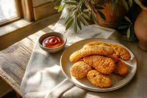 Tenders maison croustillants servis sur une table provençale
