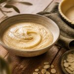 Crème d'amande maison dans un bol, prête à garnir une tarte