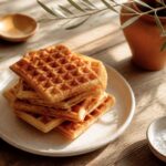 pile de gaufres traditionnelles dorées et croustillantes sur assiette en céramique