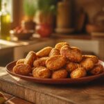Assiette de nuggets de poulet maison dorés et croustillants sur une table de cuisine