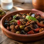 Caponata sicilienne servie dans un plat en terre cuite