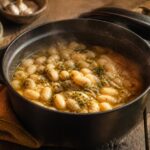 Cuisson des haricots blancs mijotés dans une cocotte en fonte