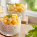 Verrines de perles du Japon au lait de coco et mangue fraîche
