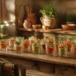 Verrines salées pas chères et faciles dressées sur une table en bois